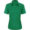 imageJVER Womens Button Down Shirts Stretch Wrinkle Free Formal Short Sleeve Dress Shirt Summer Work Blouses Business Casual TopsGreen