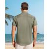 imageJVER Mens Button Down Short Sleeve Shirts Summer Beach Vacation Untucked Casual Tops Wrinkle Resistant Linen ShirtArmy Green