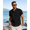 imageJVER Mens Button Down Short Sleeve Shirts Summer Beach Vacation Untucked Casual Tops Wrinkle Resistant Linen ShirtBlack