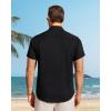 imageJVER Mens Button Down Short Sleeve Shirts Summer Beach Vacation Untucked Casual Tops Wrinkle Resistant Linen ShirtBlack