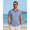 imageJVER Mens Button Down Short Sleeve Shirts Summer Beach Vacation Untucked Casual Tops Wrinkle Resistant Linen ShirtBlue