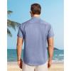 imageJVER Mens Button Down Short Sleeve Shirts Summer Beach Vacation Untucked Casual Tops Wrinkle Resistant Linen ShirtBlue