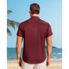 imageJVER Mens Button Down Short Sleeve Shirts Summer Beach Vacation Untucked Casual Tops Wrinkle Resistant Linen ShirtBurgundy