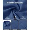 imageJVER Mens Button Down Short Sleeve Shirts Summer Beach Vacation Untucked Casual Tops Wrinkle Resistant Linen ShirtDark Blue