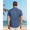 imageJVER Mens Button Down Short Sleeve Shirts Summer Beach Vacation Untucked Casual Tops Wrinkle Resistant Linen ShirtDark Blue
