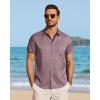imageJVER Mens Button Down Short Sleeve Shirts Summer Beach Vacation Untucked Casual Tops Wrinkle Resistant Linen ShirtDark Red