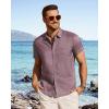 imageJVER Mens Button Down Short Sleeve Shirts Summer Beach Vacation Untucked Casual Tops Wrinkle Resistant Linen ShirtDark Red