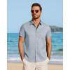 imageJVER Mens Button Down Short Sleeve Shirts Summer Beach Vacation Untucked Casual Tops Wrinkle Resistant Linen ShirtDusty Blue