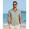 imageJVER Mens Button Down Short Sleeve Shirts Summer Beach Vacation Untucked Casual Tops Wrinkle Resistant Linen ShirtGreen
