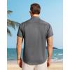 imageJVER Mens Button Down Short Sleeve Shirts Summer Beach Vacation Untucked Casual Tops Wrinkle Resistant Linen ShirtGrey
