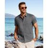 imageJVER Mens Button Down Short Sleeve Shirts Summer Beach Vacation Untucked Casual Tops Wrinkle Resistant Linen ShirtGrey