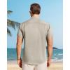 imageJVER Mens Button Down Short Sleeve Shirts Summer Beach Vacation Untucked Casual Tops Wrinkle Resistant Linen ShirtKhaki