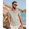 imageJVER Mens Button Down Short Sleeve Shirts Summer Beach Vacation Untucked Casual Tops Wrinkle Resistant Linen ShirtKhaki