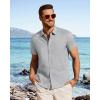 imageJVER Mens Button Down Short Sleeve Shirts Summer Beach Vacation Untucked Casual Tops Wrinkle Resistant Linen ShirtLight Grey