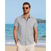 imageJVER Mens Button Down Short Sleeve Shirts Summer Beach Vacation Untucked Casual Tops Wrinkle Resistant Linen ShirtLight Grey