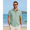 imageJVER Mens Button Down Short Sleeve Shirts Summer Beach Vacation Untucked Casual Tops Wrinkle Resistant Linen ShirtMint Green