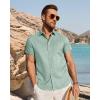 imageJVER Mens Button Down Short Sleeve Shirts Summer Beach Vacation Untucked Casual Tops Wrinkle Resistant Linen ShirtMint Green