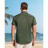 imageJVER Mens Button Down Short Sleeve Shirts Summer Beach Vacation Untucked Casual Tops Wrinkle Resistant Linen ShirtOlive Green