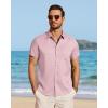 imageJVER Mens Button Down Short Sleeve Shirts Summer Beach Vacation Untucked Casual Tops Wrinkle Resistant Linen ShirtPink