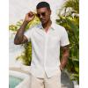 imageJVER Mens Button Down Short Sleeve Shirts Summer Beach Vacation Untucked Casual Tops Wrinkle Resistant Linen ShirtWhite