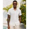 imageJVER Mens Button Down Short Sleeve Shirts Summer Beach Vacation Untucked Casual Tops Wrinkle Resistant Linen ShirtWhite